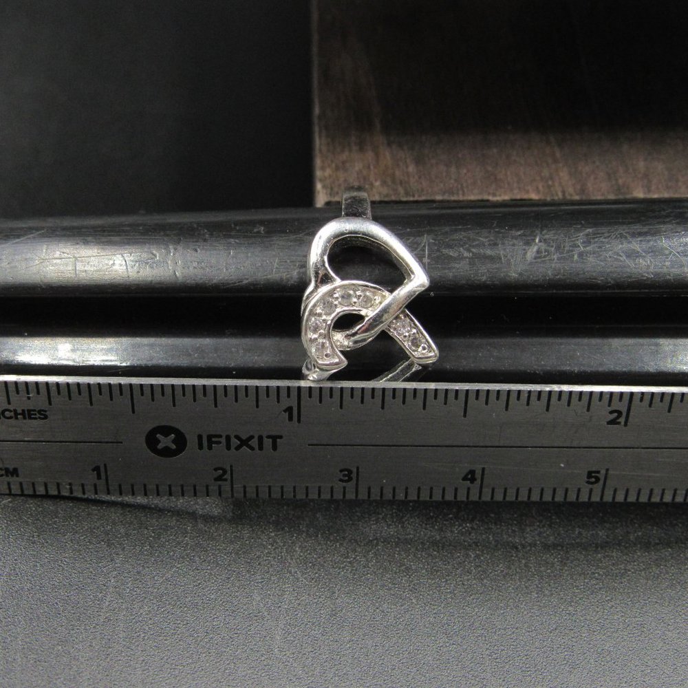 Size 7 Sterling Silver Double Cubic Zirconia Ring - Picture 7 of 8